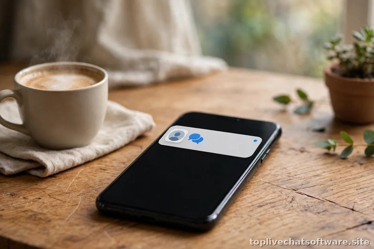 A live chat notification appearing on a smartphone screen