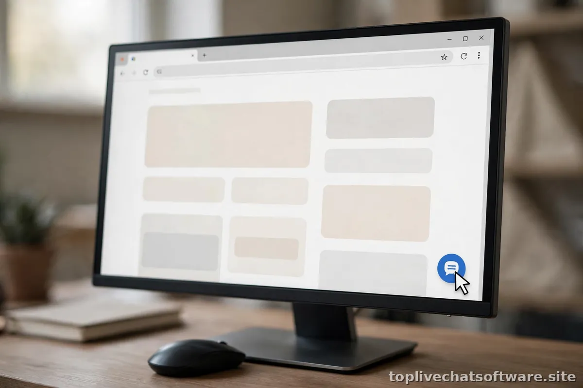 A mouse cursor hovering over and clicking a chat icon on a webpage