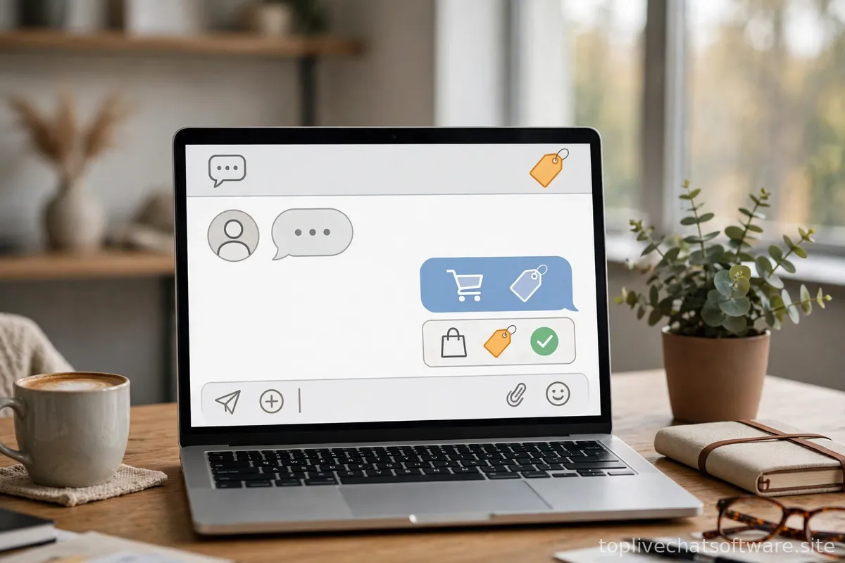 Laptop displaying a live chat widget with a price tag, illustrating the gap between free and paid plans.