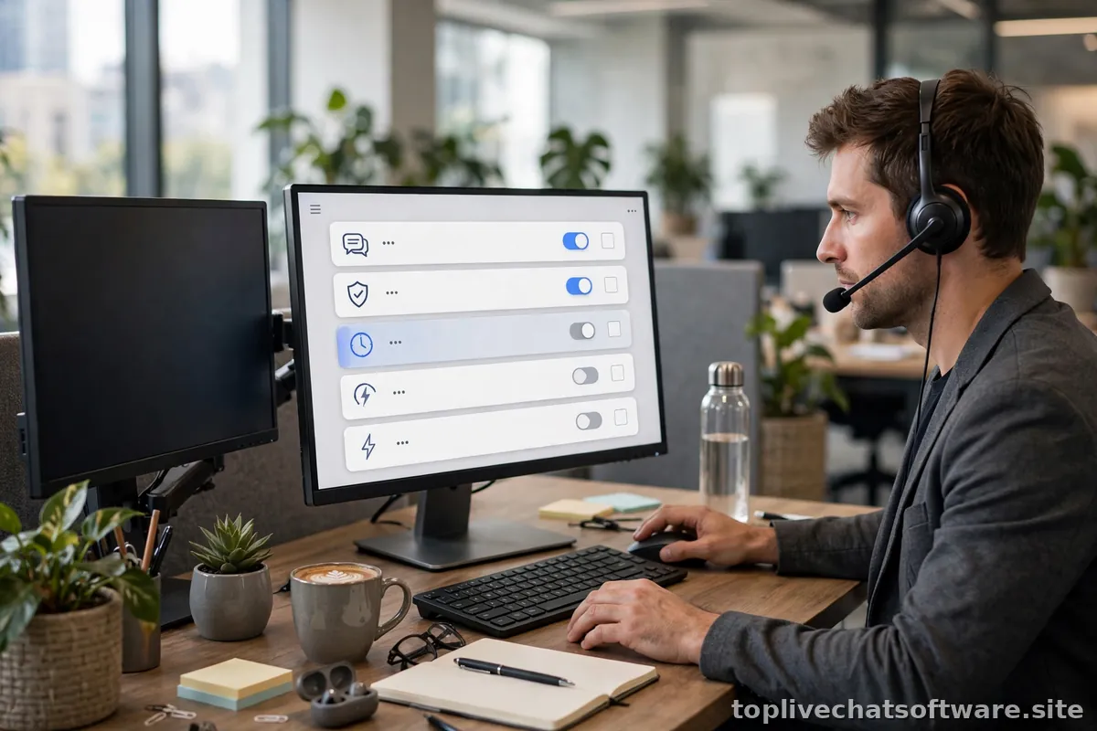 A support agent selecting quick reply templates in a live chat interface