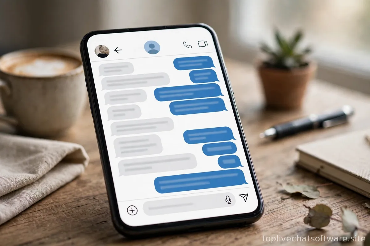 Close-up of a smartphone screen showing an active customer chat conversation.