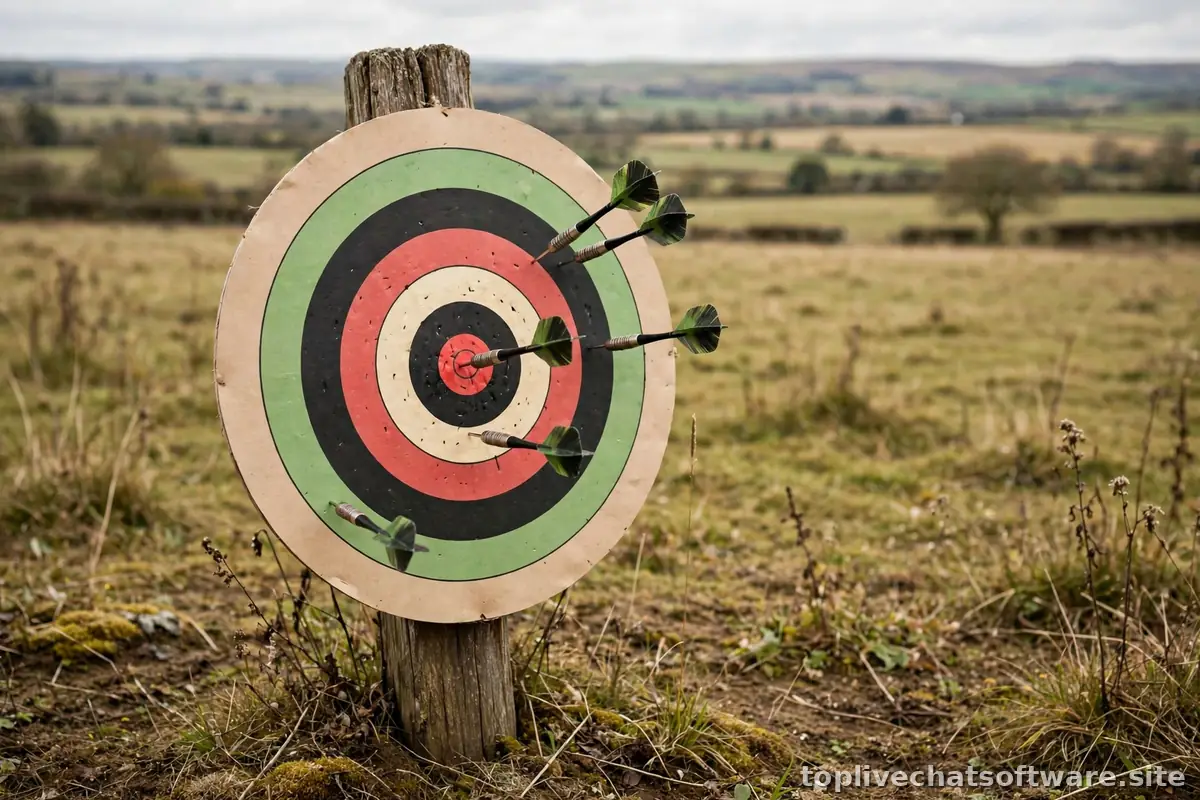 A target with darts hitting the bullseye, symbolizing support metric goals